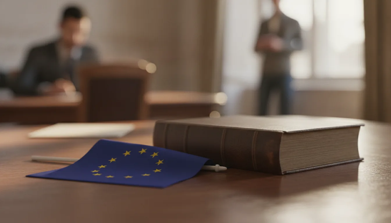 Le drapeau européen et le texte de la directive